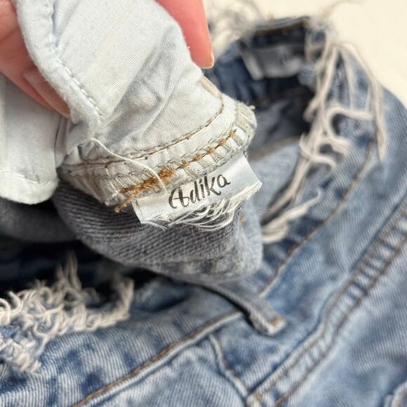 Adika Raw Frayed Waist High-Waisted Tapered Jeans, Size 29" - Picture 6 of 8